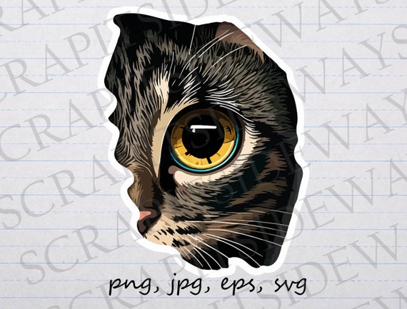 Peeking Cat Clipart Vector Graphic Svg Png Jpg Eps Kitty Kitten