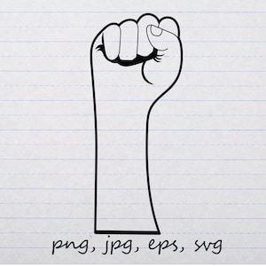 raised Fist human hand power silhouette clipart vector graphic Digital stamp svg png jpg eps solidarity