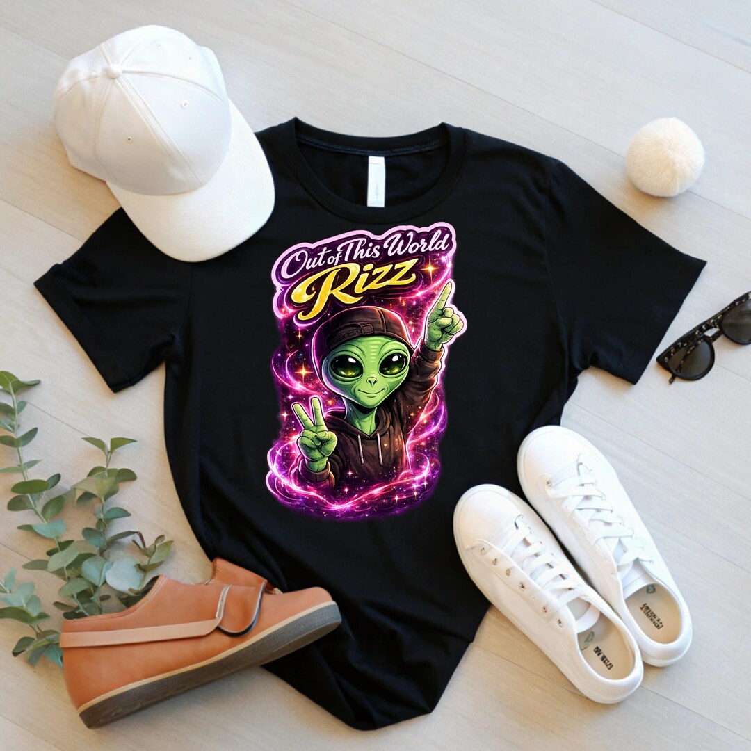 Neon Alien Rizz Shirt, Out of This World Rizz Tee, Funny Meme Graphic ...
