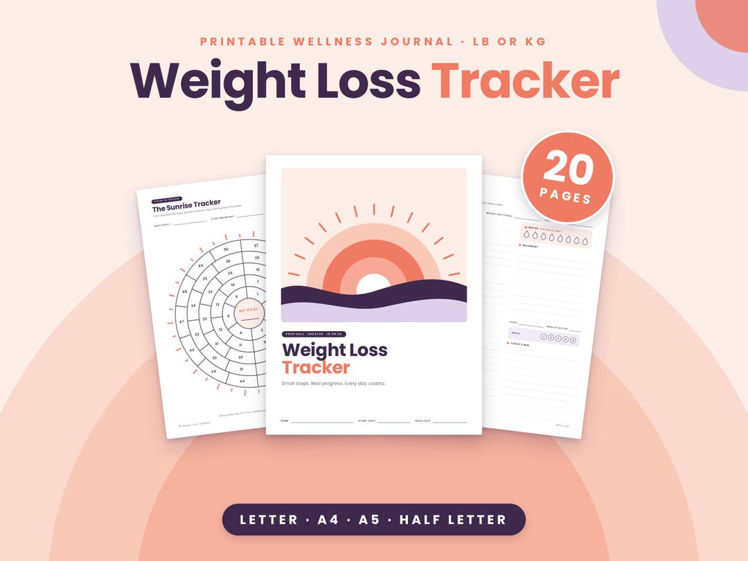 Weight Loss Tracker Printable, Weight Loss Journal, Fitness Tracker, Weight Loss Chart ...
