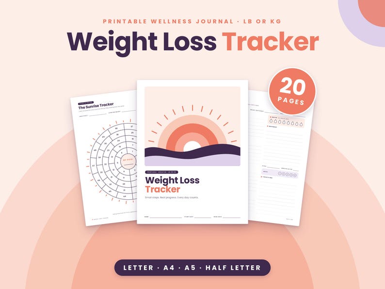 Weight Loss Tracker Printable, Weight Loss Journal, Fitness Tracker, Weight Loss Chart ...