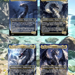 Puede incluir: Cuatro cartas de Magic: The Gathering con The Ur-Dragon, una Criatura Legendaria Avatar Dragón. Cada carta muestra una representación artística diferente de un dragón. Las cartas tienen una clasificación de poder/resistencia de 10/10 e incluyen texto del juego.
