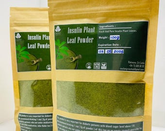 Insulin Plant Leaves Powder ( Costus Igneus ) Thebu Powder | 100% Natural & Organic From Ceylon