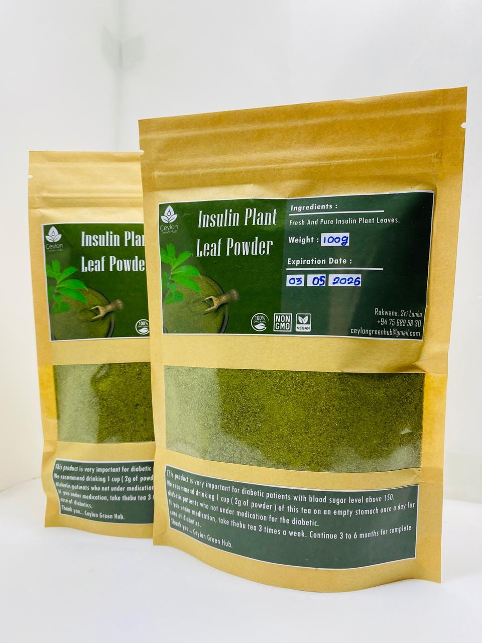 Insulin Plant Leaves Powder ( Costus Igneus ) Thebu Powder | 100% ...