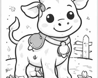 Páginas para colorear de animales bebés kawaii / Libro para colorear imprimible para niños (7 páginas en PDF)