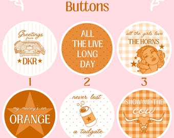 Burnt Orange Gameday Buttons