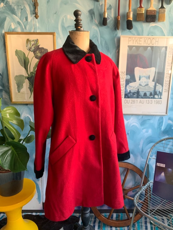 90s Herman Kay Wool Coat Red Vintage