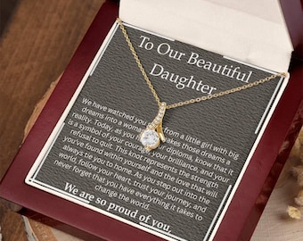 College Graduation Gift for Daughter To My Daughter Graduation Necklace Class of 2026 High School College Grad Meaningful Daughter Jewelry