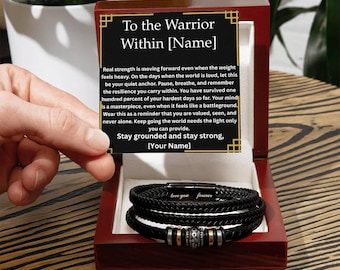 Men Mental Health Warrior Bracelet Anxiety Support Gift for Him Stress Relief Gift for Men Keepsake Inner Strength Therapy Gift Son Brother