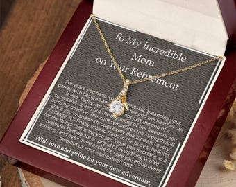 Mother Retirement Gift Happy Retirement Mom Necklace New Chapter Jewelry for Mother Retirement Keepsake from Daughter Son Gift for mother