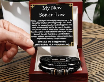 Groom Gift From Mother in Law Personalized Son in Law Wedding Day Gift Bracelet Welcoming to the Family Keepsake New Son in Law Groom Gift
