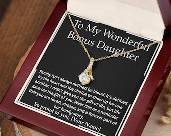Bonus Daughter Gift Necklace Stepdaughter Appreciation Gift Bonus Daughter Heart Pendant Chosen Daughter Adoption Keepsake Daughter in law