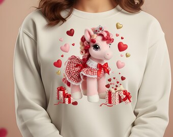 Sweat poney Saint-Valentin, amoureux des poneys, amoureux des animaux