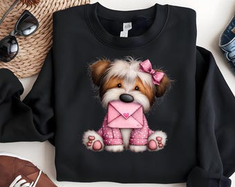 Sweat-shirt pour amoureux des chiens Sweat-shirt Saint-Valentin chemises pour femmes Chiens mignons chemise Saint-Valentin cadeau Saint-Valentin femme pour elle