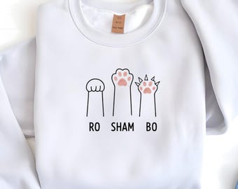 Sweat patte de chat Ro Sham Bo, cadeau drôle pour amoureux des chats, t-shirt chaton papier ciseaux roche, col rond minimaliste pour maman chat