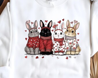 Joli sweat-shirt en forme de lapin pour la Saint-Valentin, sweat-shirt Comfort Colors® Just a Bunny Rabbit pour la Saint-Valentin
