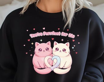 Chemise couple chat Vous êtes parfait pour moi, T-shirt chat mignon pour la Saint-Valentin, cadeau d'amour chat romantique Kawaii pour les couples