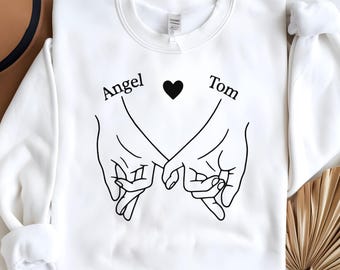 Chemise mains de couple personnalisée, t-shirt promesse Pinky avec nom personnalisé, cadeau d'anniversaire pour les couples, chemise amour Saint-Valentin