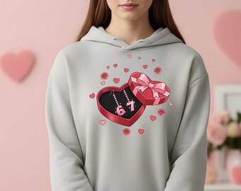 Sweat boucle d'oreille Saint-Valentin, sweat boucle d'oreille amour, cadeau boucle d'oreille rétro BCBG amour, cadeau boucle d'oreille