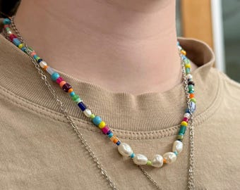 Collar de perlas y cuentas de agua dulce para niñas