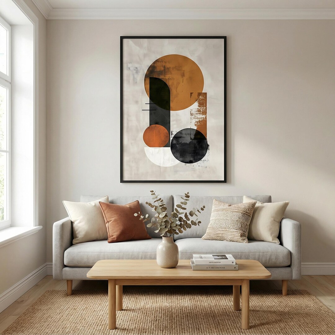 Minimalist Abstract Wall Art Print - Neutral Geometric Shapes, Modern ...