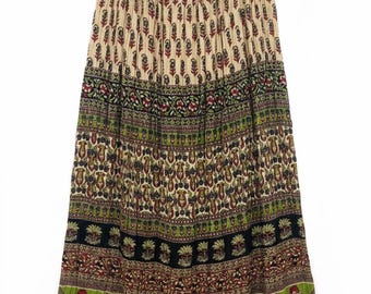 Bohemian Embroidered Maxi Skirt - Handcrafted Cotton Long Skirt - Ethereal Boho Chic Skirt for Beach, Festivals, and Summer Vacations