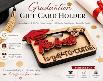 Graduation Gift Card Holder, Personalized Grad Cash Holder, Layered Wood & 3D Printed Graduation Gift, High School College Senior Gift