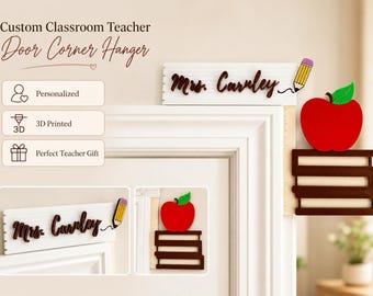 Personalized Primary Teacher Door Corner Sign, Custom Elementary Teacher Door Topper, Classroom Name Sign, Teacher Appreciation Gift