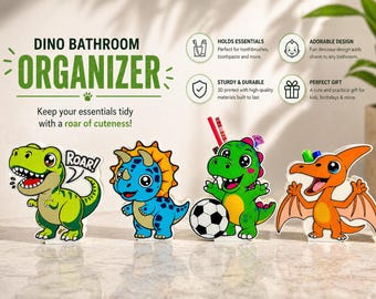 Soap Dispenser & Toothbrush Holder Set | Dinosaur Bathroom Organizer Bundle | Pick Any 2, 3, 4 | Kids Counter Decor | 3D Printed