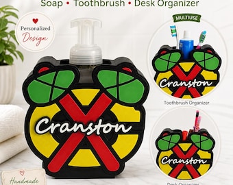 Chicago Hockey Fan Inspired Personalized Multifunctional Holder, Custom 3D Printed Desk Organizer, Toothbrush Holder, Soap Bottle Holder, Pe