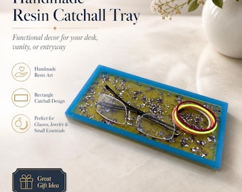 Amethyst Crystal Resin Tray | Ocean Blue & Gold Decorative Tray
