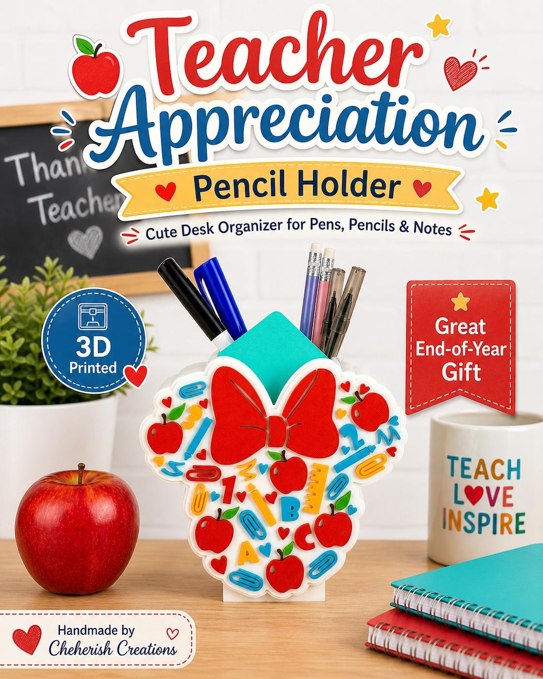 Teacher Appreciation Personalized Desk Organizer – Custom Pencil & Pen ...