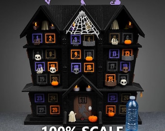 Haunted House Halloween Advent Calendar, 31 Drawers, Reusable 3D Printed Countdown Decor