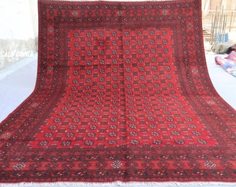 Handgeknüpfter Wollteppich 25 x 35 cm | Vintage Khall Mohammadi Buchara Teppich | Wohnzimmer Dekor