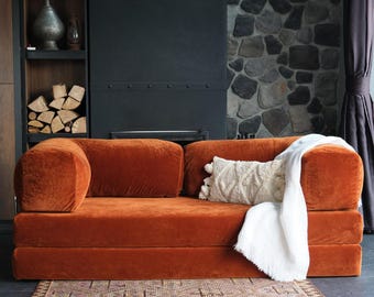 Modułowa sofa z luksusowego aksamitu, składana sofa na zamówienie, narożna sofa do salonu Teddy