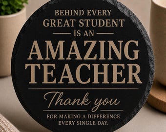 Sous-verre en ardoise « Derrière chaque élève brillant se cache un professeur exceptionnel », cadeau de remerciement pour les enseignants, cadeau de fin d'année