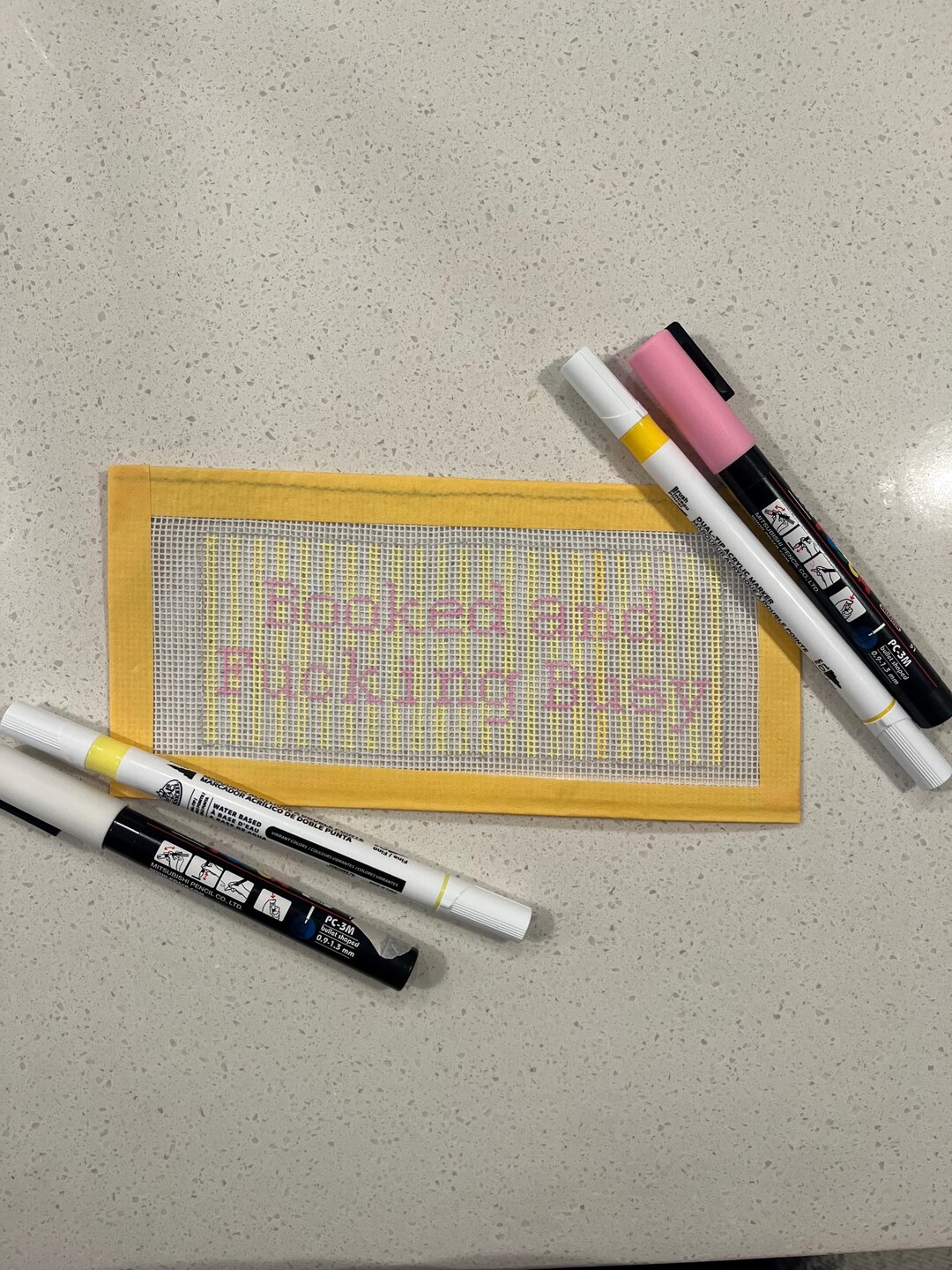Booked and F’ing Busy Bookmark Handpainted Needlepoint Canvas - Etsy