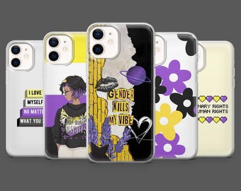 Non Binary Handyhülle LGBTQ Pride MagSafe Cover für iPhone 17Pro, 16, 15, 14, 13, Samsung S26, S25, S24, S23, A17, A26, A57, Pixel 10, 9