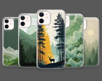 Waldgrüne Handyhülle mit Farnmuster für iPhone 17 Pro, 16, 15, 14, 13, 12, Samsung S26, S25, S24, S23, A17, A57, A37 und Pixel 10, 9