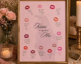 Kiss the Future Mrs Printable | Bridal Shower Keepsake Sign | Bachelorette Lip Print Poster | Girls Gone Mild