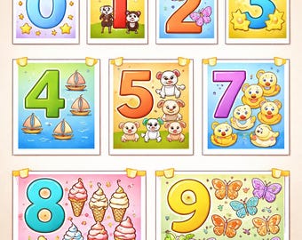 Kids Numbers 0-9 Printable – Preschool Coloring Pages (Digital Download)