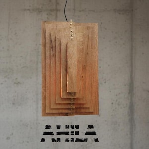 Lámpara colgante de madera de roble - Lámpara de araña geométrica arquitectónica
