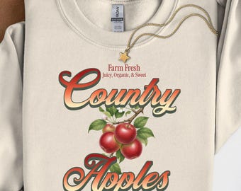 Retro Country Apple Sweatshirt, Vintage Farmhouse Apple PNG, Country Harvest Apple Sweater, Farmhouse Country Shirt