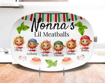 Mother's Day Gift for Nonna, Personalized Grandma Platter, Custom Italian Family Serving Plate, Mother in Law Keepsake Italian Kitchen Decor
