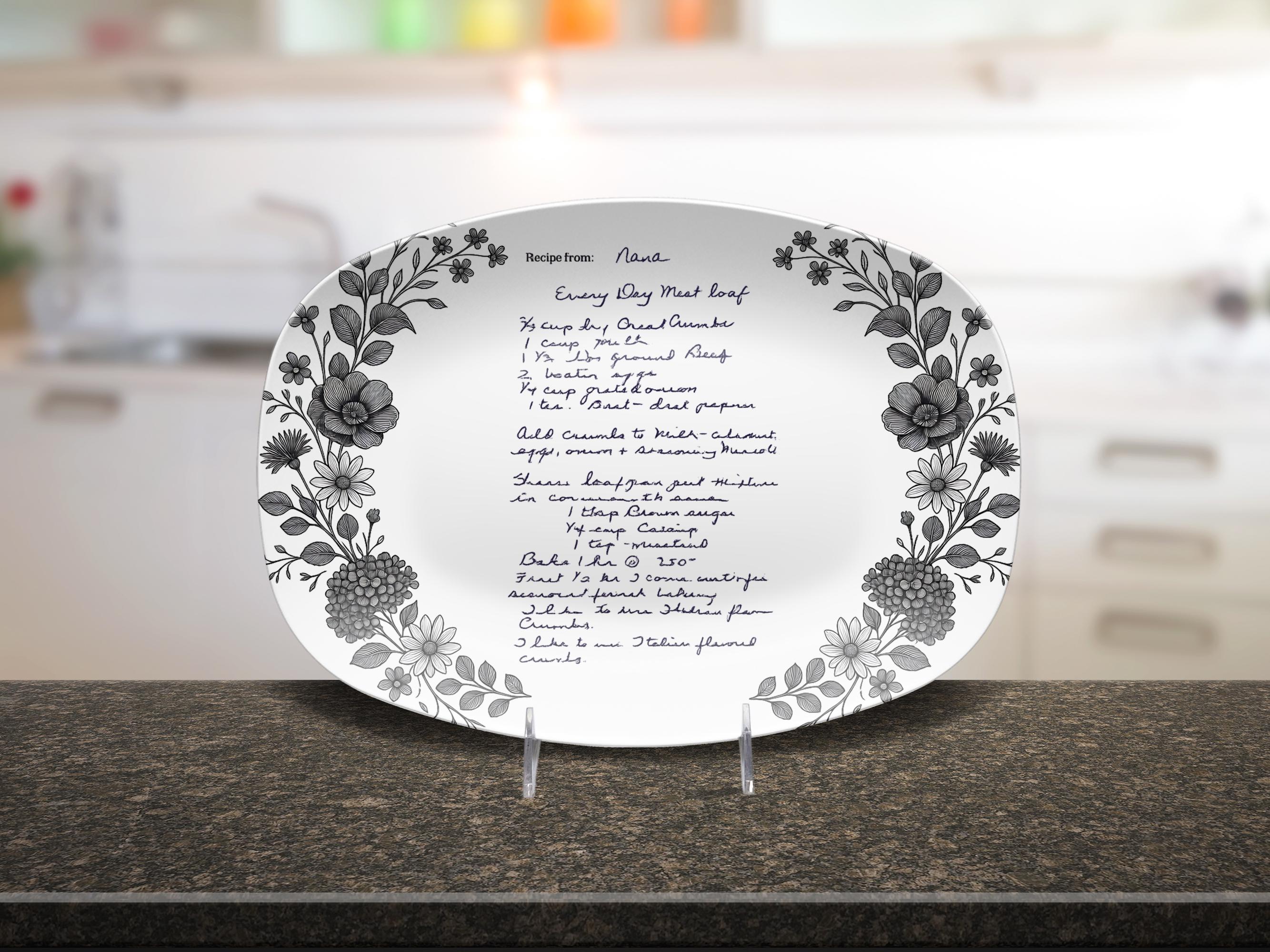 Memorial Handwritten Recipe Platter, Custom Recipe Plate From Loved One ...