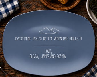 Personalized Dad Grill Plate, Custom Daddy Grilling Platter, Father’s Day Gift from Kids, BBQ Serving Tray Gift for Grandpa Papa Pop Pop