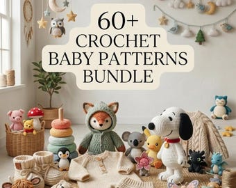 Crochet Baby Pattern Bundle PDF | Newborn Amigurumi Animal Toy Pattern | Baby Clothes Booties Hat Pattern Set | Baby Shower Gift
