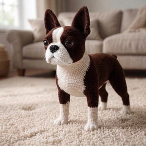 Realistic Boston Terrier Crochet Pattern PDF | Dog Amigurumi Pattern | crochet dog Plushie | Crochet Animal Pattern | stuffed animal diy