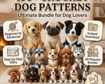 Crochet Dog Patterns Bundle PDF | Amigurumi Dog Breeds | Dog Lover Gift | Crochet Puppy Pattern | Beginner to Advanced,Instant Download