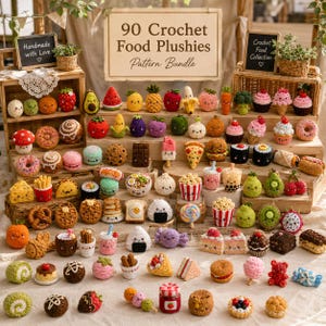 90+ Amigurumi Matvirkningsmönster Bundle, Frukt Grönsaker Dessert Gosedjur, Nybörjarvänlig PDF, Direkt Nedladdning Mega Pack